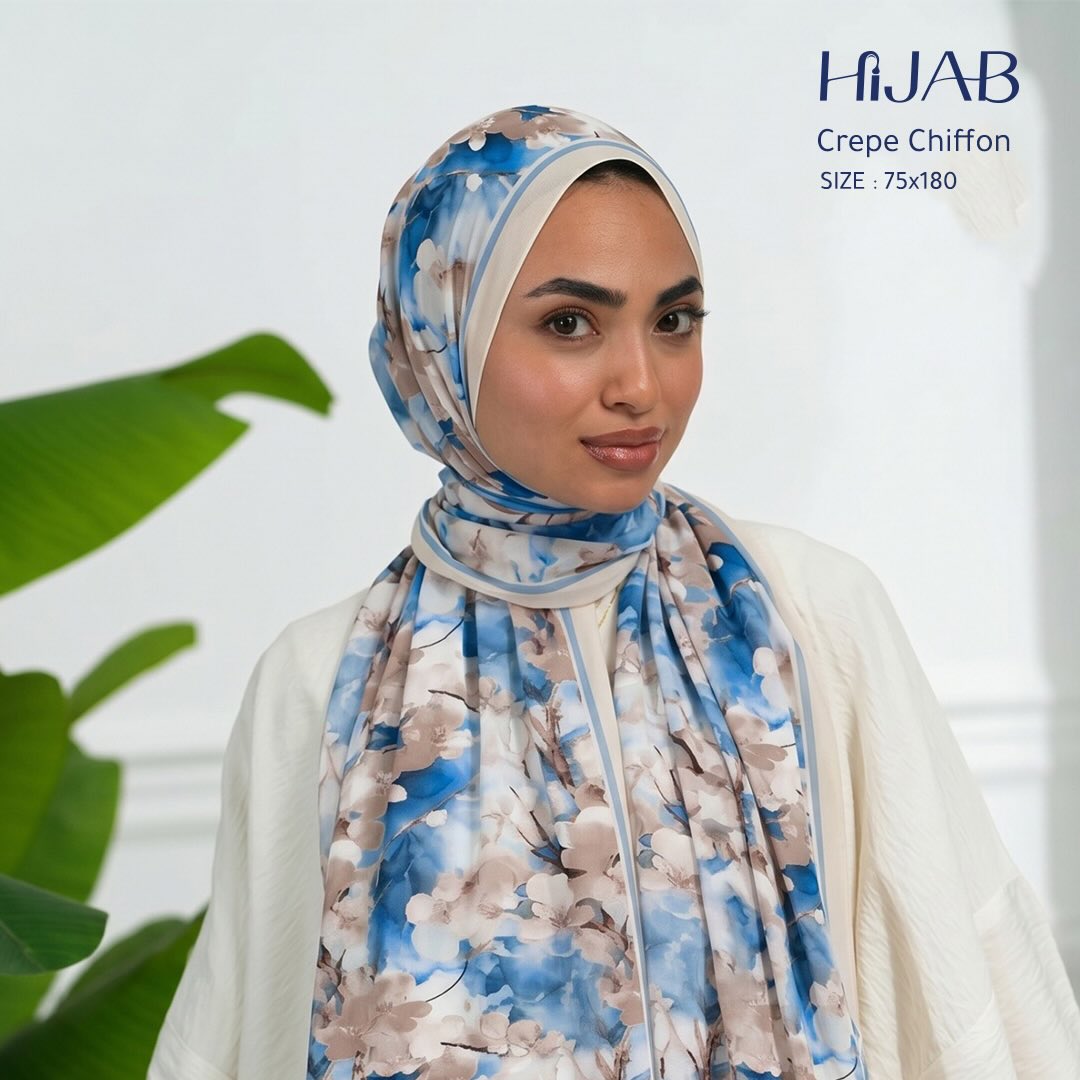 طرح كريب شيفون زهور كلاسيك